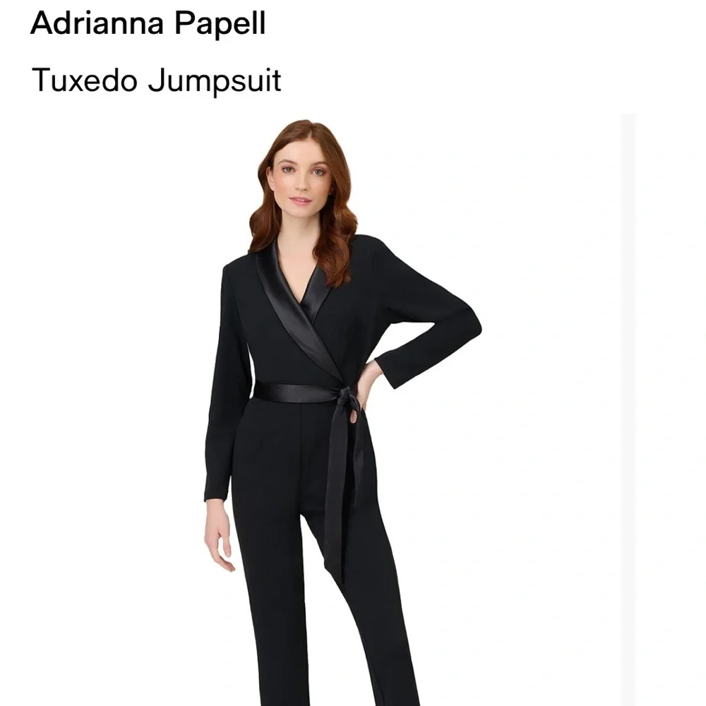 Adrianna Papell Black Tuxedo Jumpsuit - Picture 6 of 9